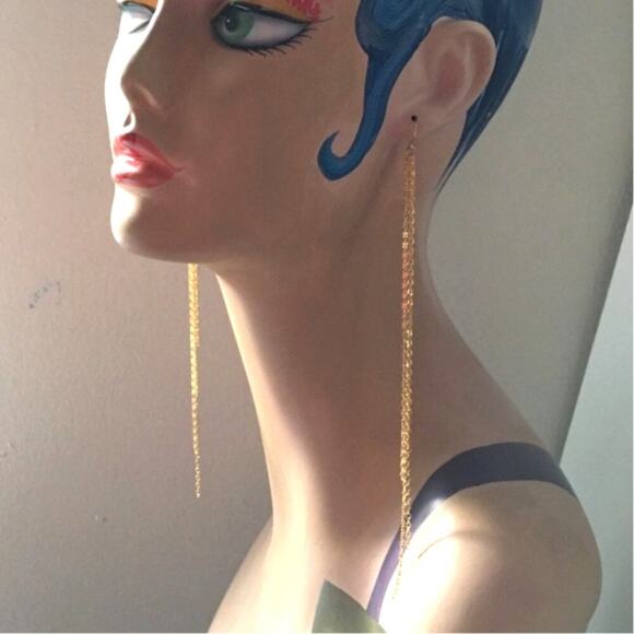 Artisan Handmade Extra long chain layered shoulder duster earrings - 7 inch - Picture 1 of 9